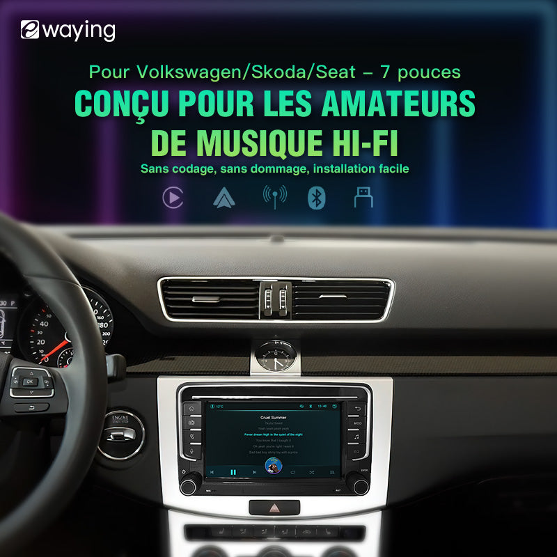 7" Ecran tactile avec module intégré CARPLAY pour VW Volkswagen POLO GOLF 6 PASSAT CC JETTA TIGUAN TOURAN