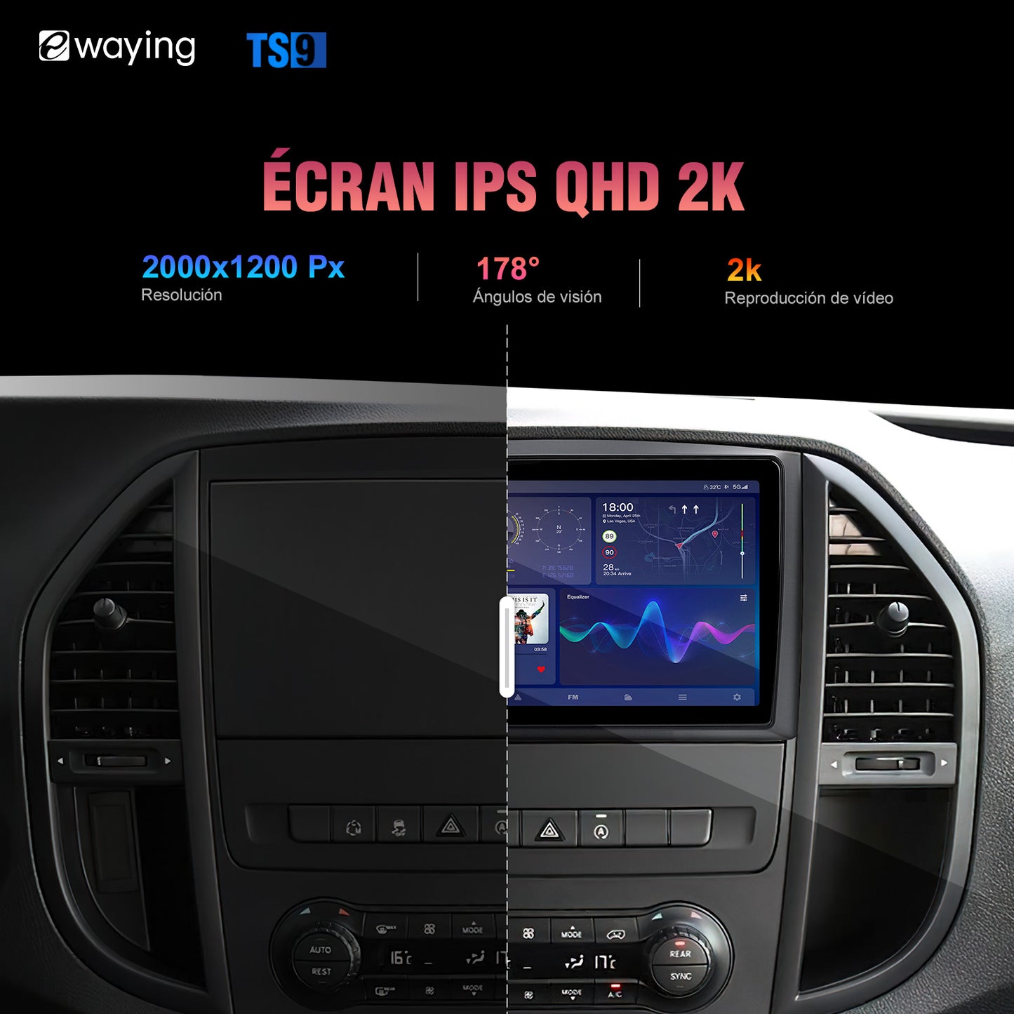 Autoradio Android pour Mercedes-Benz Vito 10,1 pouces 2K HD Écran tactile WiFi Bluetooth DSP Audio TS9 CarPlay Stéréo