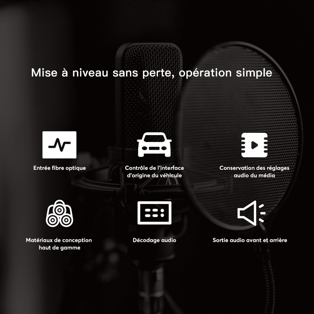 Interface de mise à niveau audio PREAMPLIFIER d'amplificateur à fibre optique adaptée aux modèles BMW MOST 25 avant 2020 et au réglage du son stéréo BMW ID7 ID8