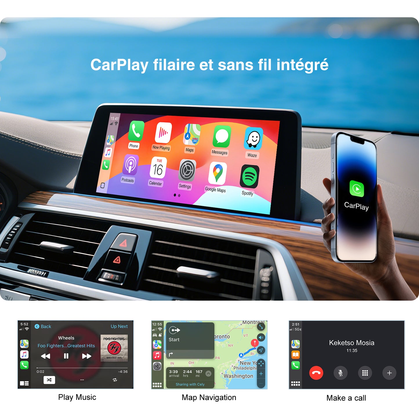 Boîtier sans fil CarPlay Android Auto pour BMW NBT F30 F20 F10 F15 F22 F01 F02 F26 F18 F48 F87 F80 MINI