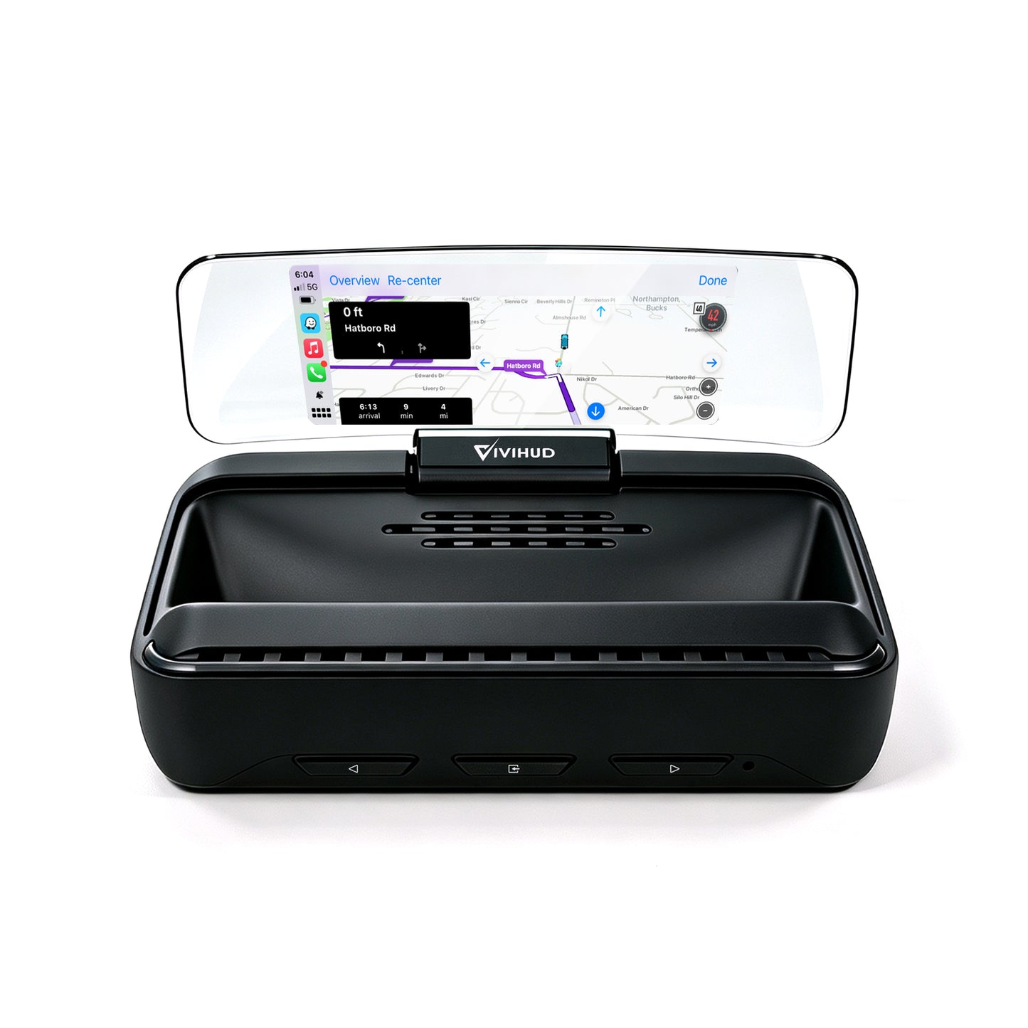 Affichage tête haute VIVIHUD V3 SE avec fonction de navigation, compatible CarPlay et Android Auto sans fil, navigation par projection haute résolution, contrôle de la musique Bluetooth