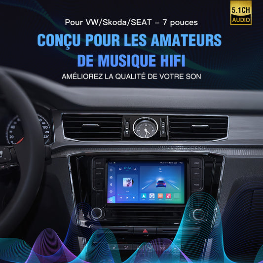 Android 13 8-Core sans fil CarPlay écran 7 pouces écran adapté pour Volkswagen POLO Golf Passat West Leon Skoda Jetta TIGUAN TOURAN multimédia GPS