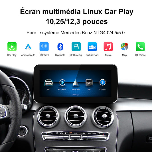 Unité principale de Navigation GPS sans fil Apple CarPlay Android Auto 12.3 pouces pour Mercedes Benz classe A B C E GLA GLC 2008 – 2019