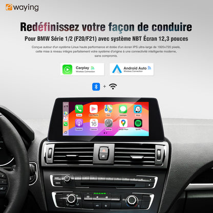 Apple CarPlay sans fil, compatible Android Auto et Android Auto pour BMW Série 1 et 2 écran IPS HD 8,8 pouces, intégration OEM et Bluetooth d'origine du véhicule