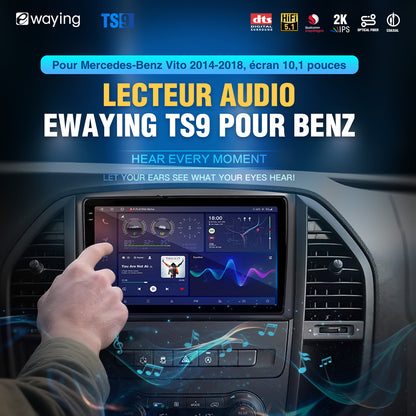 Autoradio Android pour Mercedes-Benz Vito 10,1 pouces 2K HD Écran tactile WiFi Bluetooth DSP Audio TS9 CarPlay Stéréo