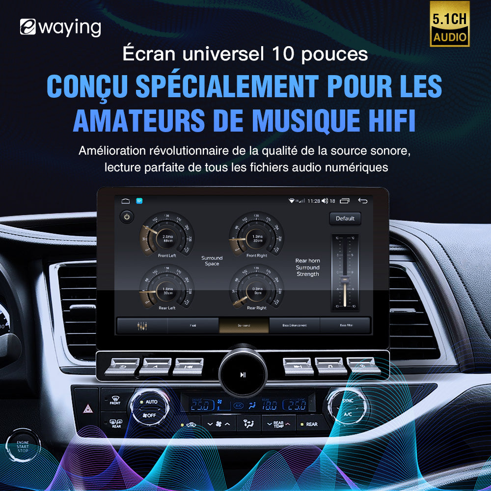 Autoradio Android 10 pouces 4G + 64G double DIN universel avec Apple CarPlay GPS intégré au tableau de bord lecteur multimédia Bluetooth