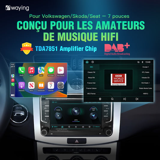 7" Ecran tactile avec module intégré CARPLAY pour VW Volkswagen POLO GOLF 6 PASSAT CC JETTA TIGUAN TOURAN