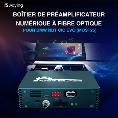 Interface de mise à niveau audio PREAMPLIFIER d'amplificateur à fibre optique adaptée aux modèles BMW MOST 25 avant 2020 et au réglage du son stéréo BMW ID7 ID8