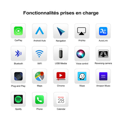 Boîtier de module Bluetooth Hicar avec système Carplay sans fil plein écran pour Volvo XC90 XC60 XC40 S60 S90 V60 (Android Auto).