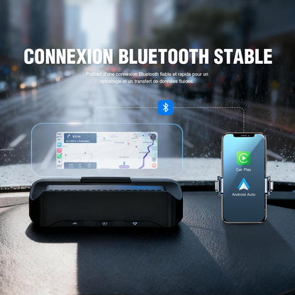 Affichage tête haute VIVIHUD V3 SE avec fonction de navigation, compatible CarPlay et Android Auto sans fil, navigation par projection haute résolution, contrôle de la musique Bluetooth