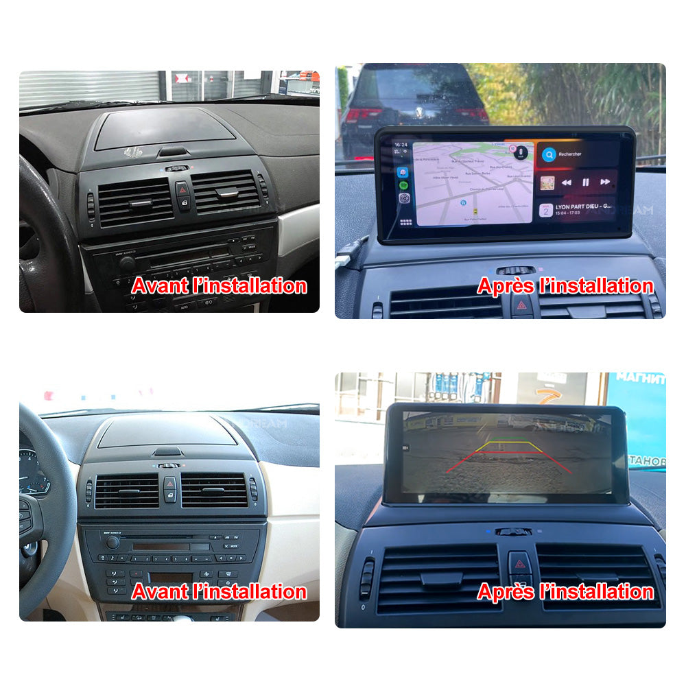 Ecran Tactile Autoradio Station Multimédia Navigation GPS 10.25" avec module intégré CARPLAY Android Auto pour BMW X3 E83 2003-2010