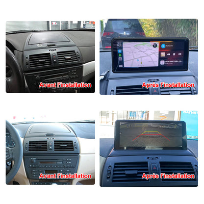 Ecran Tactile Autoradio Station Multimédia Navigation GPS 10.25" avec module intégré CARPLAY Android Auto pour BMW X3 E83 2003-2010