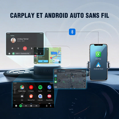 VIVIHUD Affichage Tête Haute V5 Ultra HUD à Projection Sur Pare Brise Voiture CarPlay Sans Fil Android Auto OBD2 GPS Avec Luminosité Automatique Navigation, Compteu