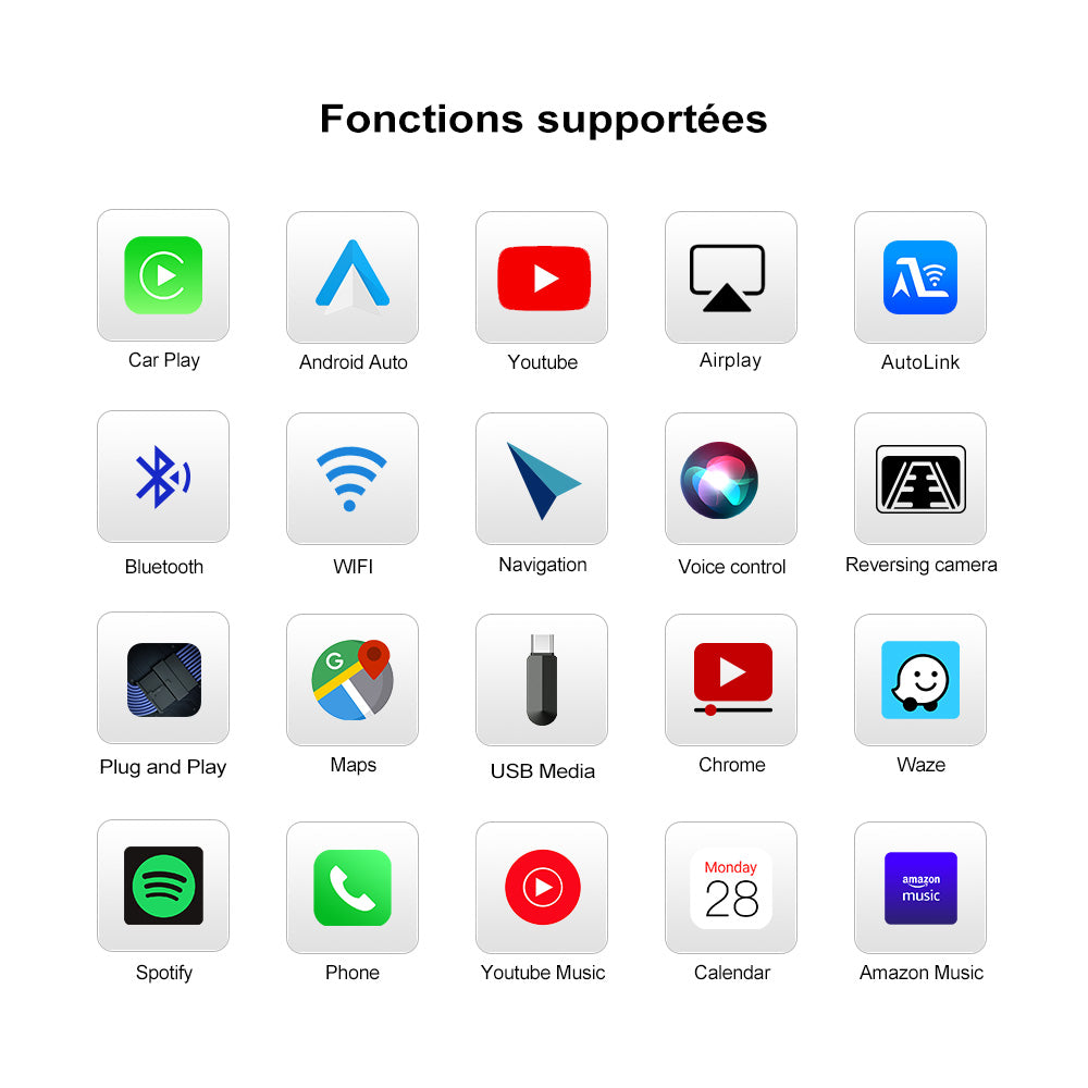Boîte automatique Android Carplay sans fil pour BMW F30 F20 F10 F11 F33 F15 F22 F21 F56 F01 F25 avec rétroviseurs électroniques gauche et droit