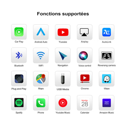 Boîte automatique Android Carplay sans fil pour BMW F30 F20 F10 F11 F33 F15 F22 F21 F56 F01 F25 avec rétroviseurs électroniques gauche et droit