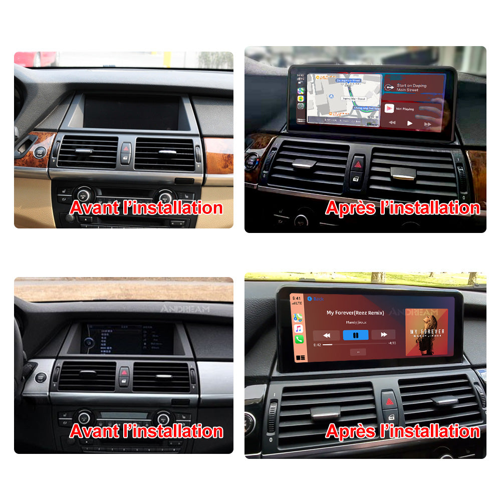 Ecran Tactile Autoradio Station Multimédia Navigation GPS 10.25" avec module intégré CARPLAY Android Auto pour BMW X5/X6 E70 E71