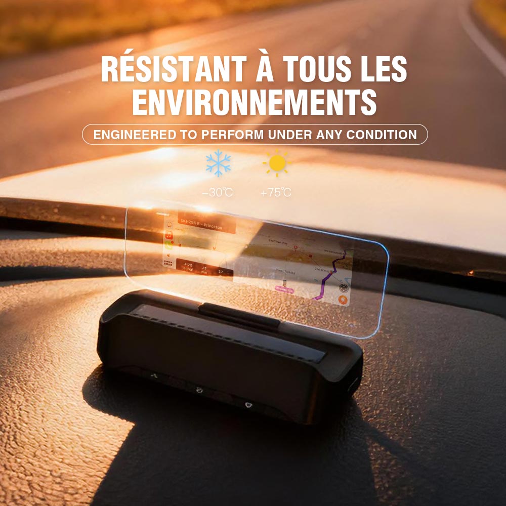 Affichage tête haute VIVIHUD V3 SE avec fonction de navigation, compatible CarPlay et Android Auto sans fil, navigation par projection haute résolution, contrôle de la musique Bluetooth