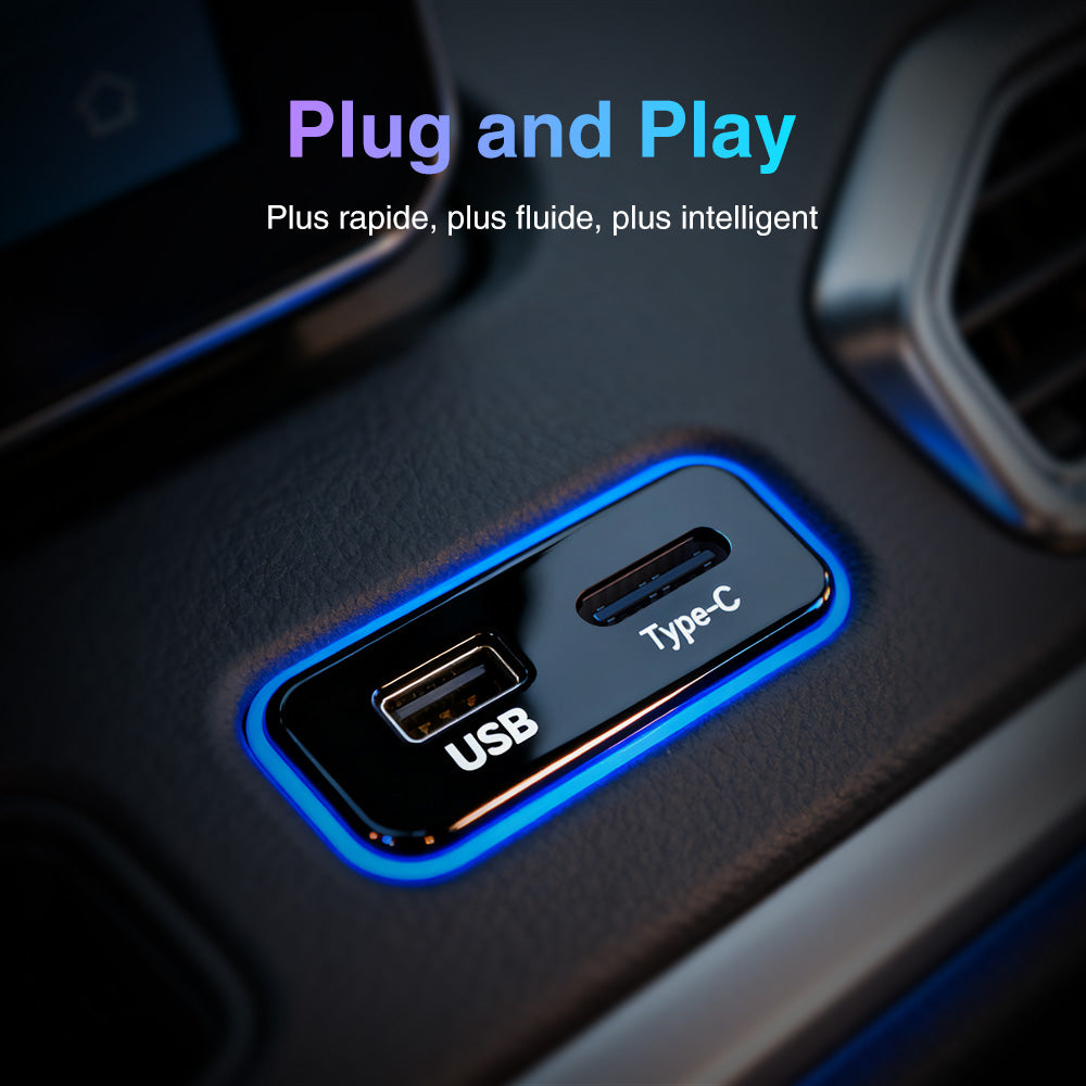 Adaptateur USB Mini 2-en-1 Android Auto & CarPlay sans fil – Dongle Smart Box avec mise à niveau Bluetooth 5 pour Volvo Benz MG Kia Chery VW Touareg Toyota Hyundai