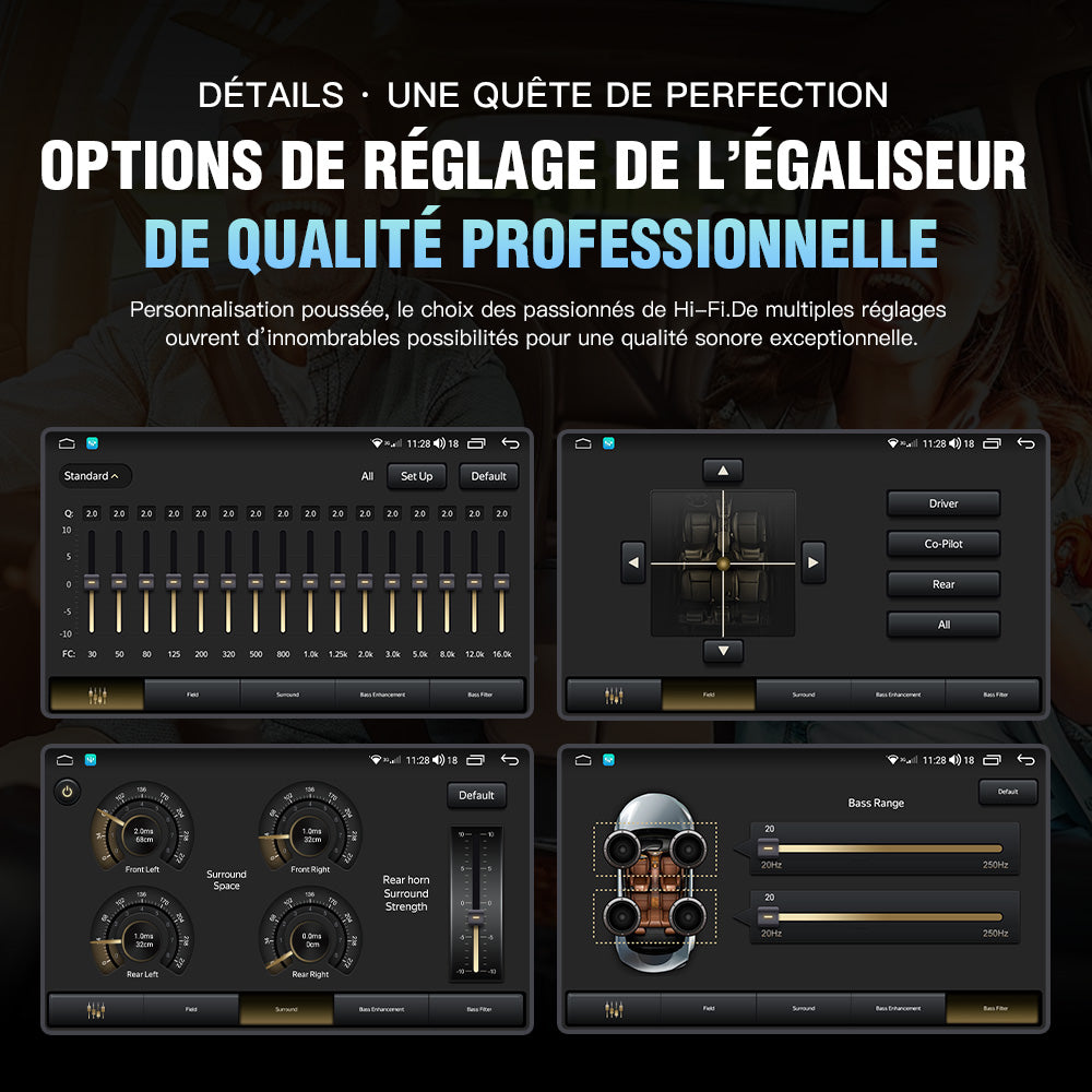 Autoradio Android 14 avec CarPlay et Android Auto sans fil pour BMW E46 325i M3 Berline - Lecteur audio avec réglages personnalisés.