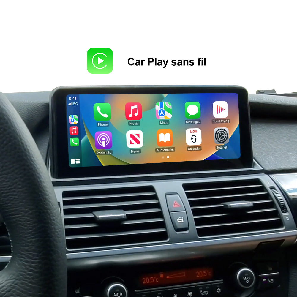 Ecran Tactile Autoradio Station Multimédia Navigation GPS 10.25" avec module intégré CARPLAY Android Auto pour BMW X5/X6 E70 E71
