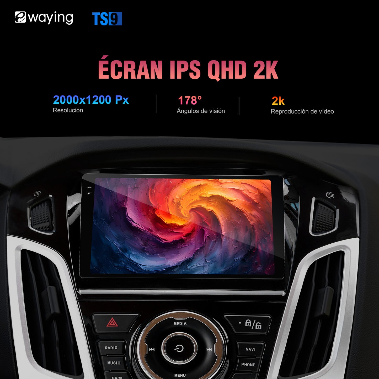Autoradio 5G WIFI pour Ford Focus 2012-2018, 9 pouces, stéréo, sans fil, Carplay, Android Auto, DTS, Bluetooth, navigation GPS, mise à niveau