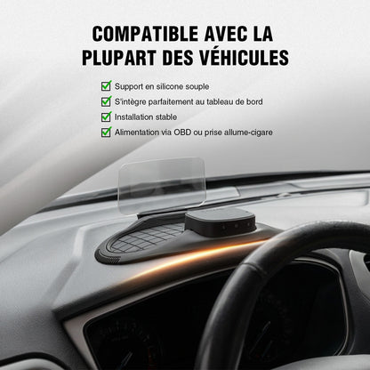 VIVIHUD Affichage Tête Haute V5 Ultra HUD à Projection Sur Pare Brise Voiture CarPlay Sans Fil Android Auto OBD2 GPS Avec Luminosité Automatique Navigation, Compteu