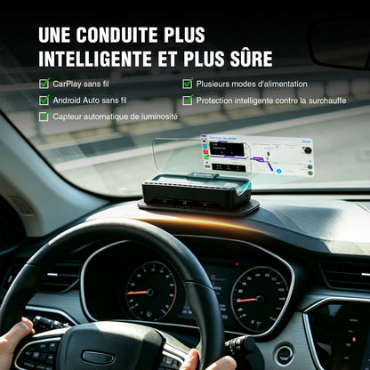 Affichage tête haute VIVIHUD V3 SE avec fonction de navigation, compatible CarPlay et Android Auto sans fil, navigation par projection haute résolution, contrôle de la musique Bluetooth
