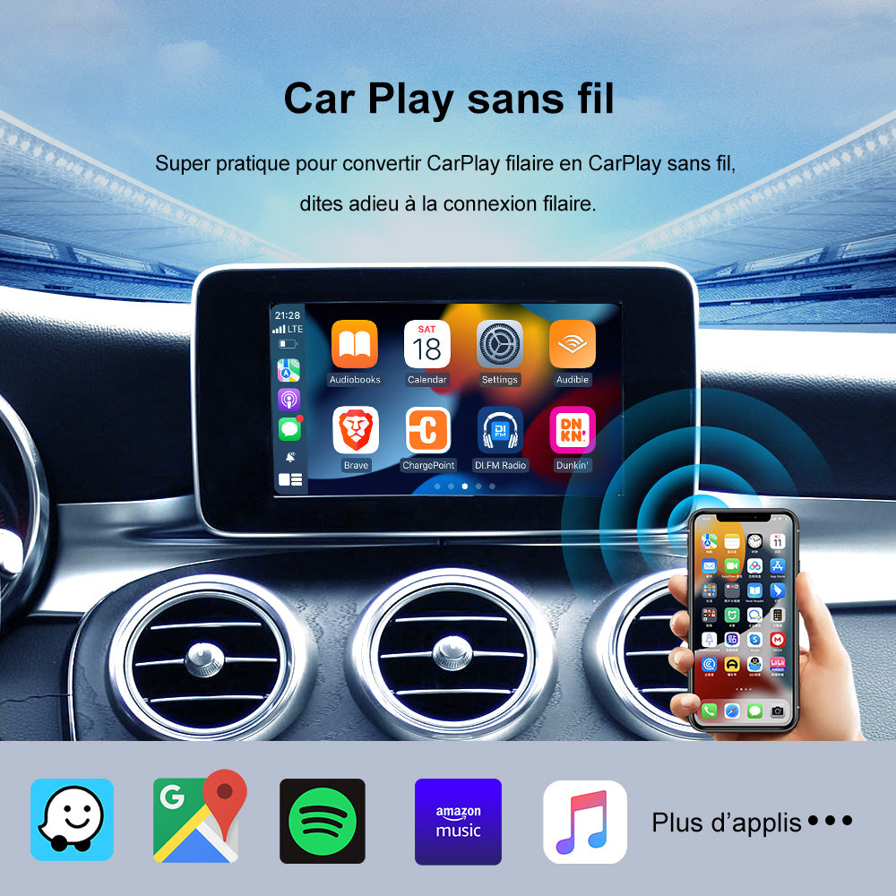 CarPlay Ai Box Android 13 Plus QCM6225 8 cœurs sans fil Android Auto Apple CarPlay Netflix TV Box pour OEM filaire CarPlay