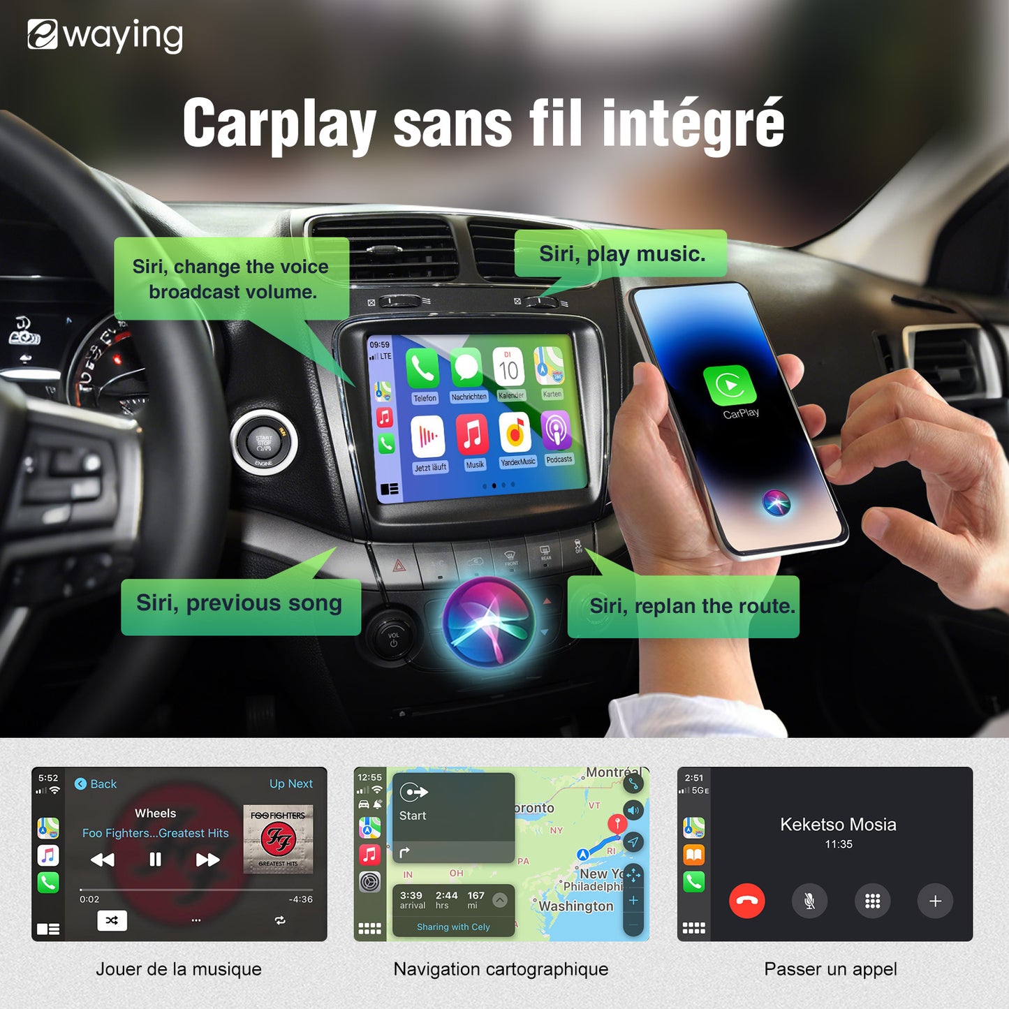 Module CarPlay Android Auto sans fil pour Maserati Quattroporte Ghibli Dodge Journey Challenger Chrysler 300c Fiat Freemont