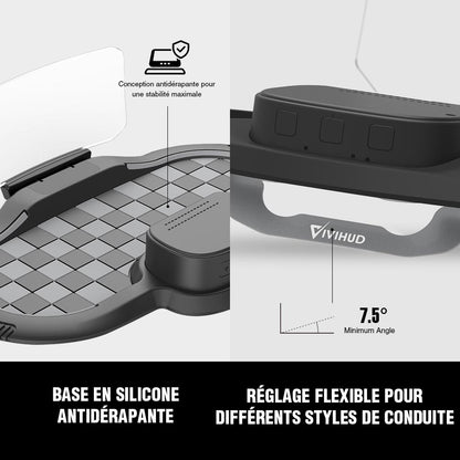 VIVIHUD Affichage Tête Haute V5 Ultra HUD à Projection Sur Pare Brise Voiture CarPlay Sans Fil Android Auto OBD2 GPS Avec Luminosité Automatique Navigation, Compteu