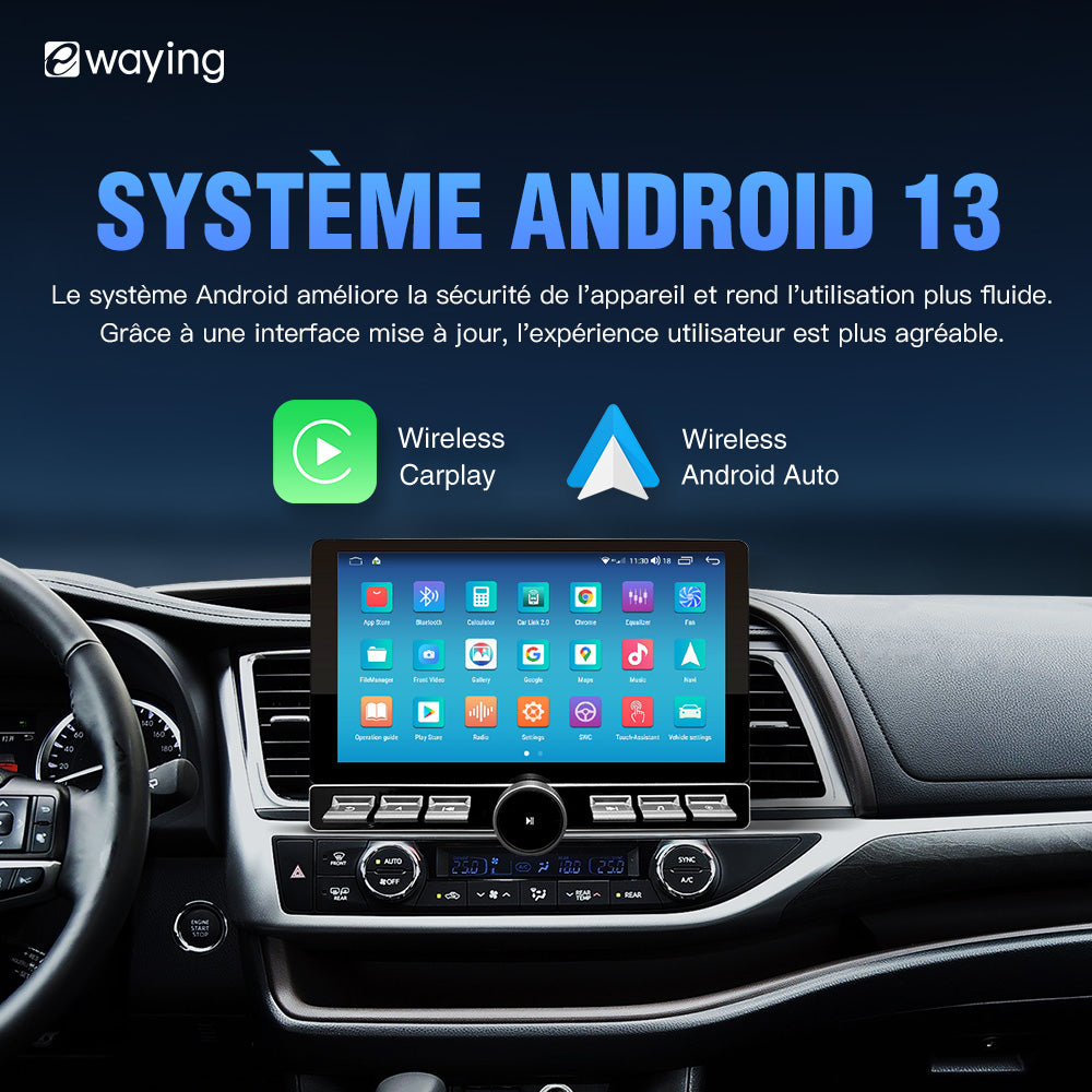 Autoradio Android 10 pouces 4G + 64G double DIN universel avec Apple CarPlay GPS intégré au tableau de bord lecteur multimédia Bluetooth