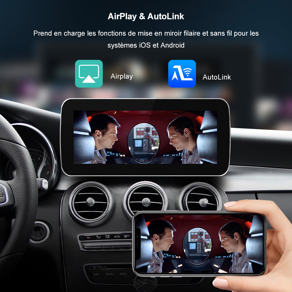 Unité principale de Navigation GPS sans fil Apple CarPlay Android Auto 12.3 pouces pour Mercedes Benz classe A B C E GLA GLC 2008 – 2019