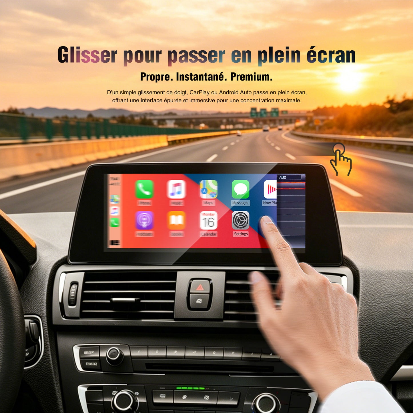 Apple CarPlay sans fil, compatible Android Auto et Android Auto pour BMW Série 1 et 2 écran IPS HD 8,8 pouces, intégration OEM et Bluetooth d'origine du véhicule