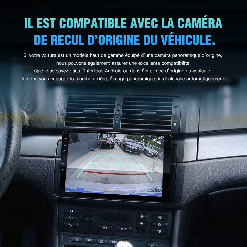 Autoradio Android 14 avec CarPlay et Android Auto sans fil pour BMW E46 325i M3 Berline - Lecteur audio avec réglages personnalisés.