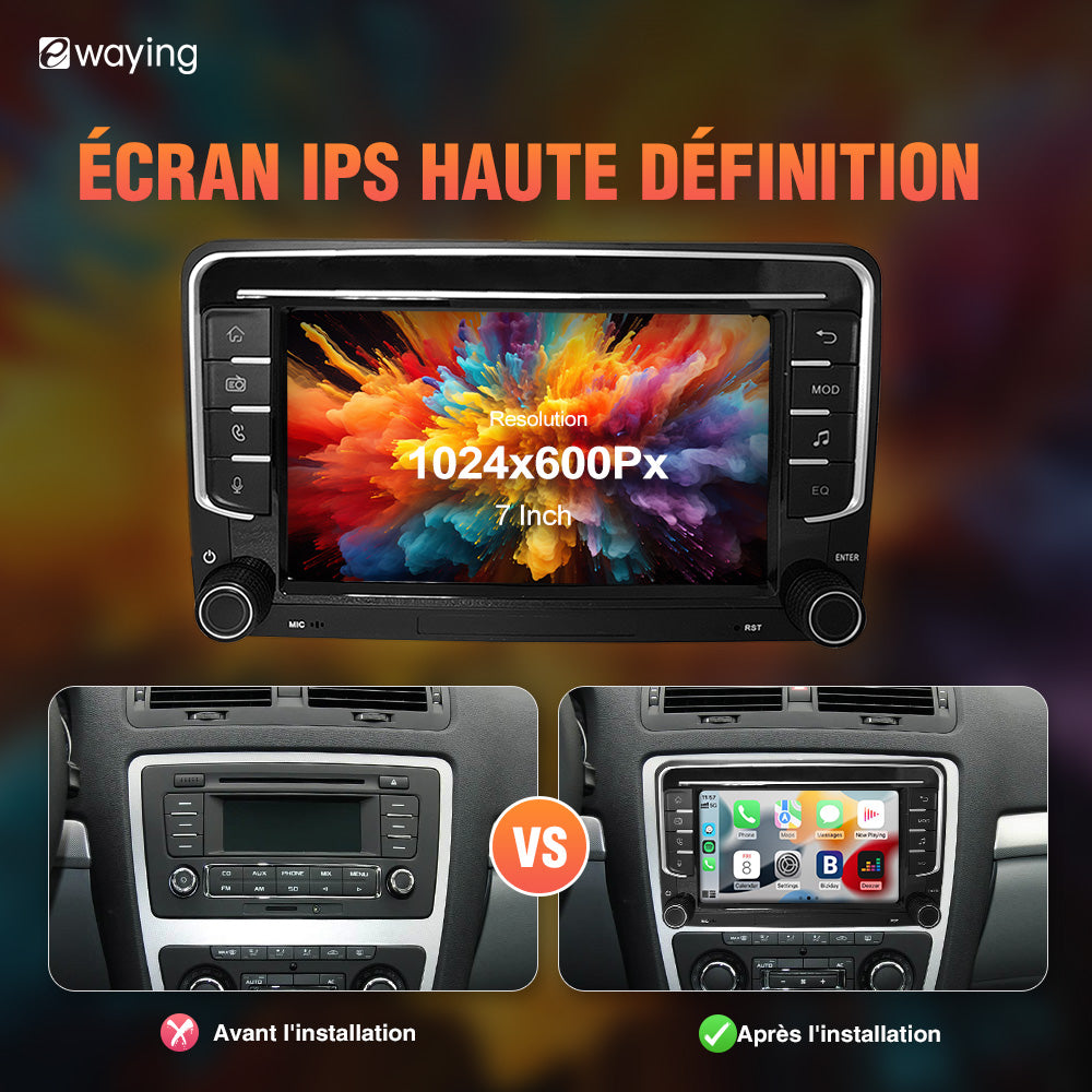 7" Ecran tactile avec module intégré CARPLAY pour VW Volkswagen POLO GOLF 6 PASSAT CC JETTA TIGUAN TOURAN