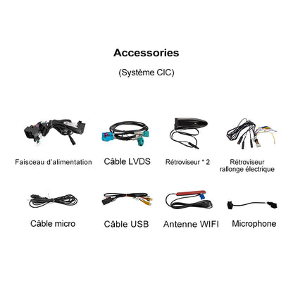 Boîte automatique Android Carplay sans fil pour BMW F30 F20 F10 F11 F33 F15 F22 F21 F56 F01 F25 avec rétroviseurs électroniques gauche et droit