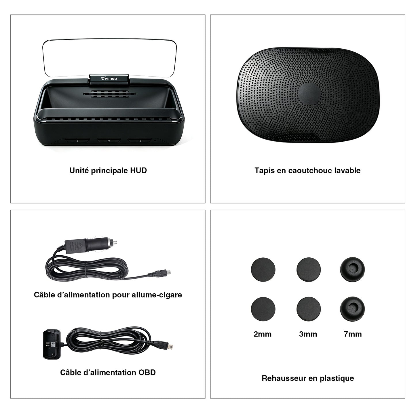Affichage tête haute VIVIHUD V3 SE avec fonction de navigation, compatible CarPlay et Android Auto sans fil, navigation par projection haute résolution, contrôle de la musique Bluetooth