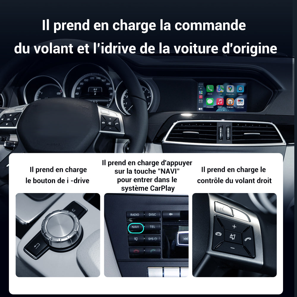 Boitier CarPlay Android Auto navi becker pour Mercedes Benz A/B/C/E/CLA/GLA/GLK/CLS/NTG4.5 2012-2015 avec lien miroir