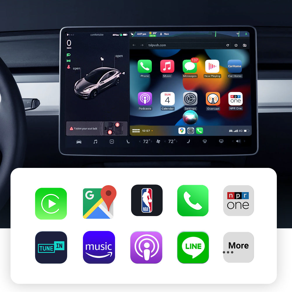 Boitier Adaptateur CarPlay sans fil pour Tesla Model 3/X/Y/S CarPlay WiFi Bluetooth connexion automatique mise à jour OTA